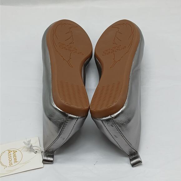 Andre Assous Nieve Womens Shoes Size 8M Silver Slip On Ballet Flats Quiet Luxury - Picture 5 of 10